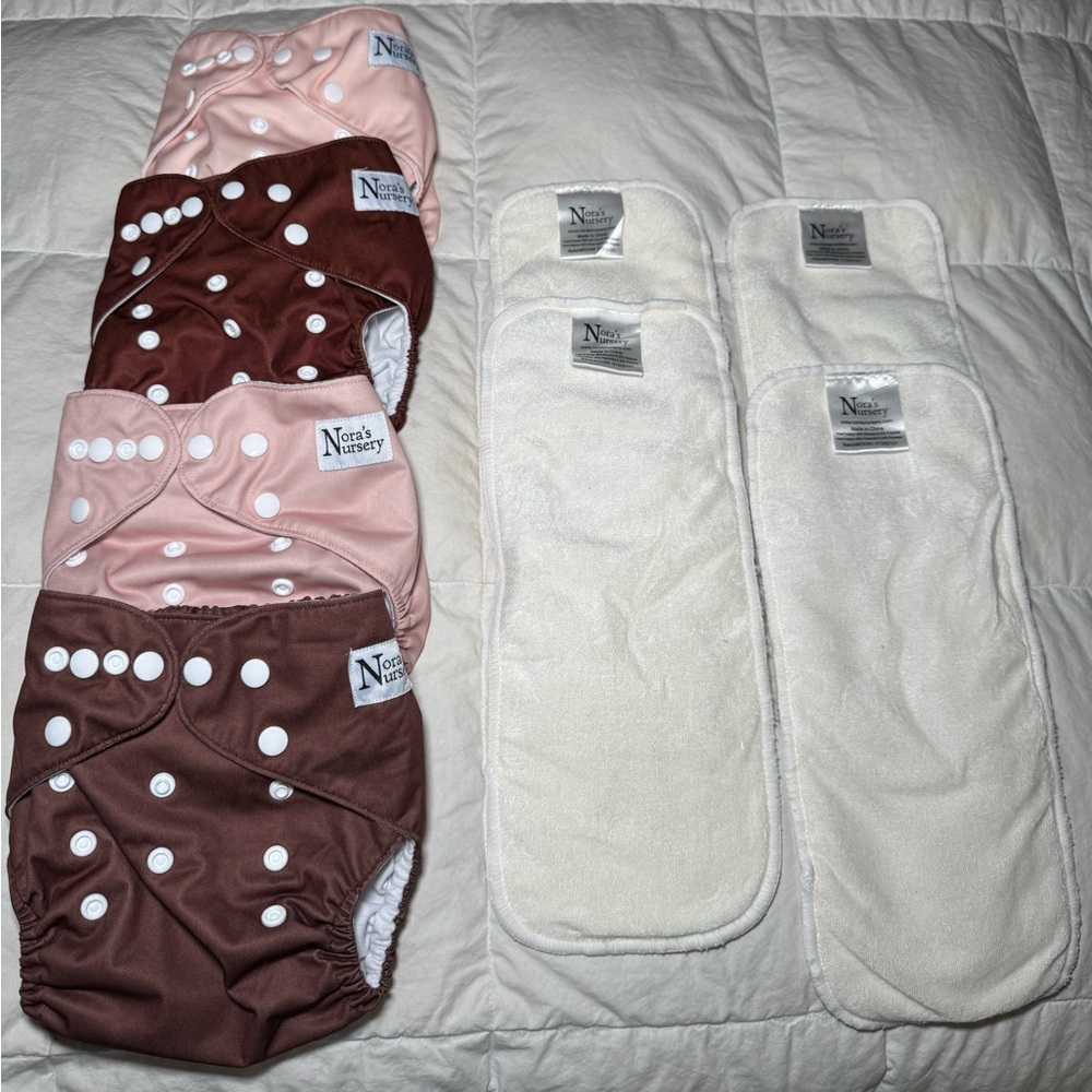 Nora’s Nursery 4 count pocket Neutral beige cloth diapers